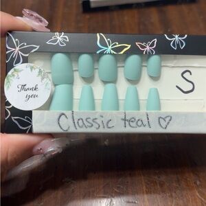 Classic teal matte gel x nails